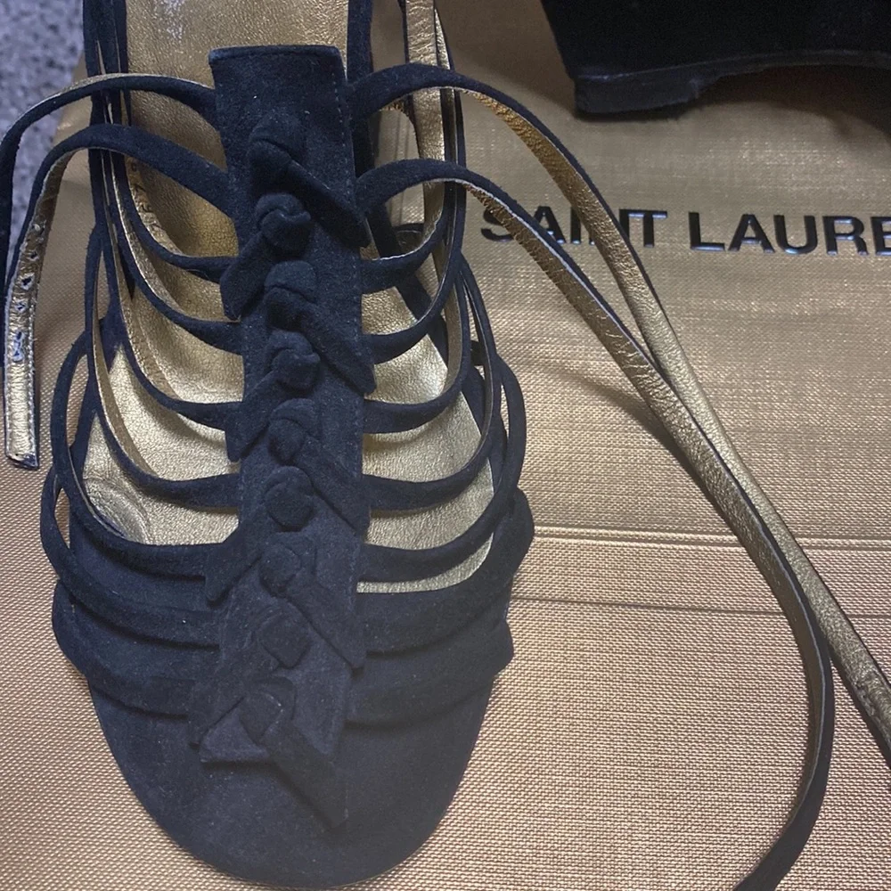 YSL black suede wedge sz38 - Picture 4 of 10